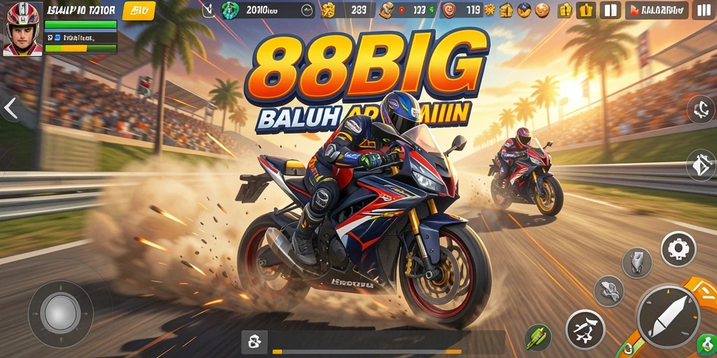 Tampilan gameplay seru dalam balap motor 88BIG.