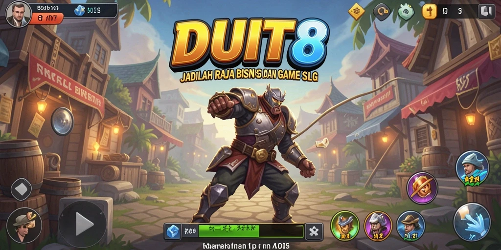 Tampilan gameplay DUIT8 yang menampilkan strategi bisnis yang mendalam.