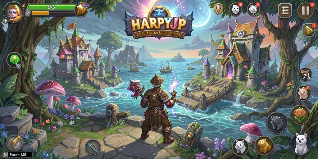 Tampilan gameplay HARAPJP dengan dunia petualangan yang menakjubkan.