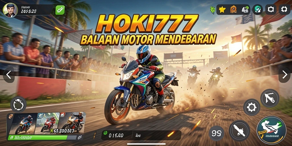 Tampilan gameplay HOKI777 yang mendebarkan dalam balapan motor.