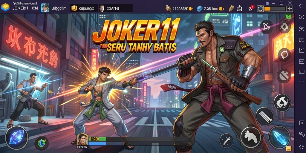 Tampilan gameplay seru JOKER11 dalam pertarungan intens.