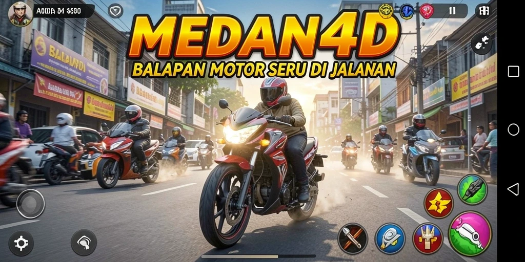 Screenshot gameplay MEDAN4D menampilkan balapan motor yang seru dan penuh aksi.