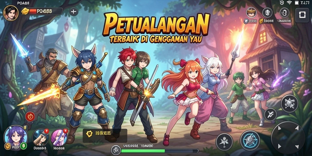 Tampilan gameplay menarik POA88 dengan karakter anime yang dinamis.